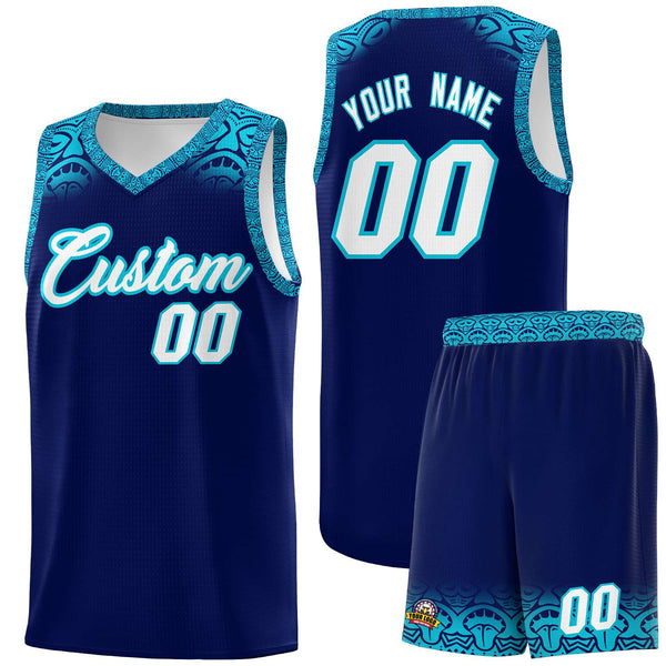 Custom Royal Sky Blue Personalized Indians Print Sets Sports Uniform Basketball Jersey | BuyFootballJersey