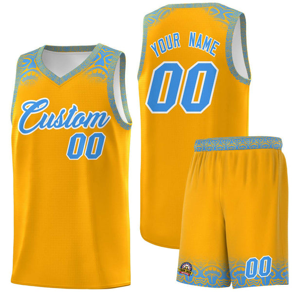 Custom Yellow Powder Blue Personalized Indians Print Sets Sports Uniform Basketball Jersey | BuyFootballJersey