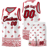 Custom White Red Personalized Cashew Pattern Sports Uniform Basketball Jersey | BuyFootballJersey