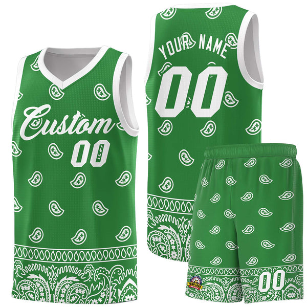 Custom Teal White Personalized Cashew Pattern Sports Uniform Basketball Jersey | BuyFootballJersey