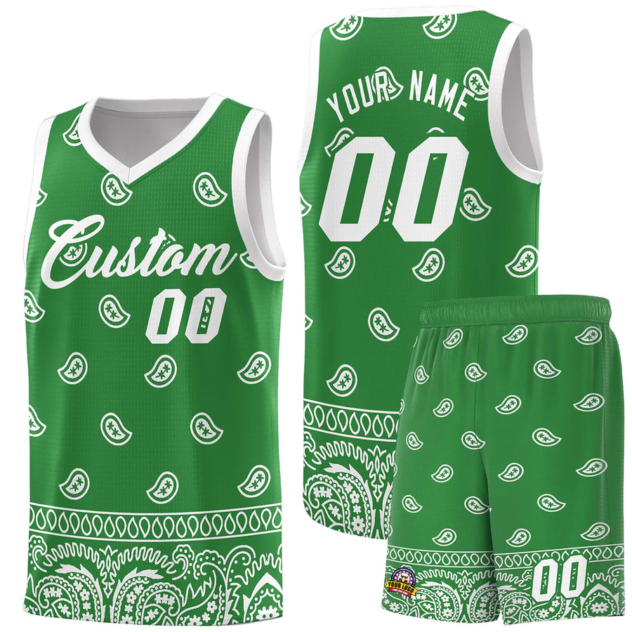 Custom Teal White Personalized Cashew Pattern Sports Uniform Basketball Jersey | BuyFootballJersey