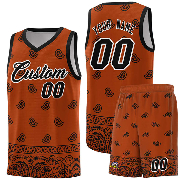 Custom Texas Orange Black Personalized Cashew Pattern Sports Uniform Basketball Jersey | BuyFootballJersey