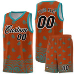 Custom Texas Orange Aqua Personalized Cashew Pattern Sports Uniform Basketball Jersey | BuyFootballJersey