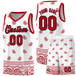 Custom White Red Personalized Cashew Pattern Sports Uniform Basketball Jersey | BuyFootballJersey