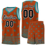 Custom Texas Orange Aqua Personalized Cashew Pattern Sports Uniform Basketball Jersey | BuyFootballJersey
