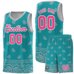 Custom Aqua Gray Personalized Cashew Pattern Sports Uniform Basketball Jersey | BuyFootballJersey