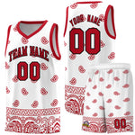 Custom White Red Personalized Cashew Pattern Sports Uniform Basketball Jersey | BuyFootballJersey