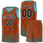 Custom Texas Orange Aqua Personalized Cashew Pattern Sports Uniform Basketball Jersey | BuyFootballJersey