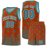 Custom Texas Orange Aqua Personalized Cashew Pattern Sports Uniform Basketball Jersey | BuyFootballJersey
