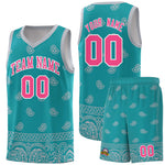 Custom Aqua Gray Personalized Cashew Pattern Sports Uniform Basketball Jersey | BuyFootballJersey