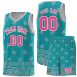 Custom Aqua Gray Personalized Cashew Pattern Sports Uniform Basketball Jersey | BuyFootballJersey
