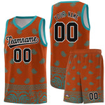 Custom Texas Orange Aqua Personalized Cashew Pattern Sports Uniform Basketball Jersey | BuyFootballJersey