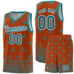 Custom Texas Orange Aqua Personalized Cashew Pattern Sports Uniform Basketball Jersey | BuyFootballJersey