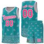 Custom Aqua Gray Personalized Cashew Pattern Sports Uniform Basketball Jersey | BuyFootballJersey