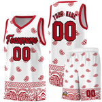 Custom White Red Personalized Cashew Pattern Sports Uniform Basketball Jersey | BuyFootballJersey