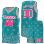 Custom Aqua Gray Personalized Cashew Pattern Sports Uniform Basketball Jersey | BuyFootballJersey