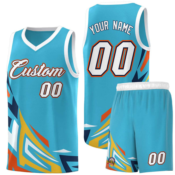 Custom Sky Blue Gradient Graffiti Pattern Sports Uniform Basketball Jersey | BuyFootballJersey