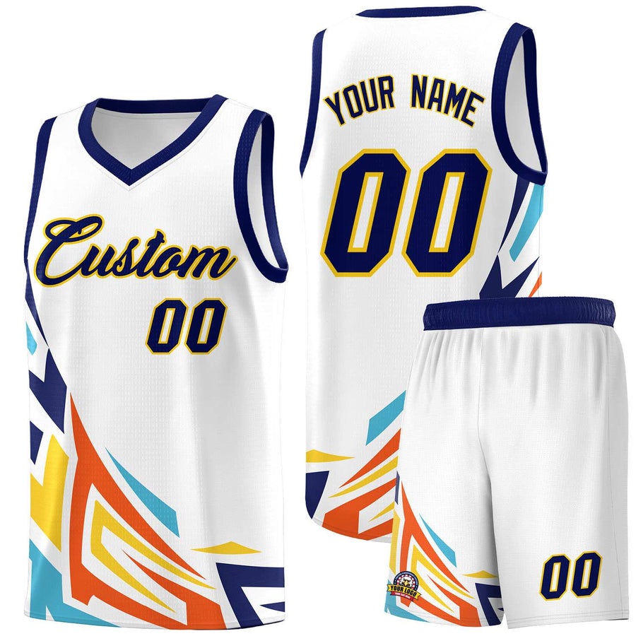 Custom White Gradient Graffiti Pattern Sports Uniform Basketball Jersey | BuyFootballJersey