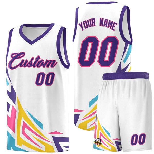 Custom White Gradient Graffiti Pattern Sports Uniform Basketball Jersey | BuyFootballJersey