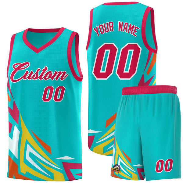 Custom Aqua Gradient Graffiti Pattern Sports Uniform Basketball Jersey | BuyFootballJersey