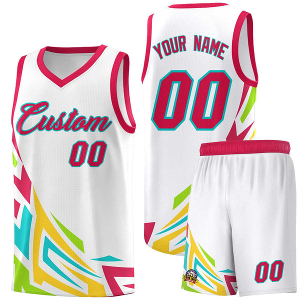Custom White Gradient Graffiti Pattern Sports Uniform Basketball Jersey | BuyFootballJersey