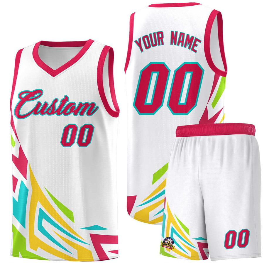 Custom White Gradient Graffiti Pattern Sports Uniform Basketball Jersey | BuyFootballJersey