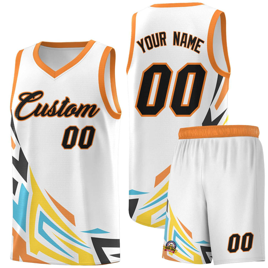 Custom White Gradient Graffiti Pattern Sports Uniform Basketball Jersey | BuyFootballJersey