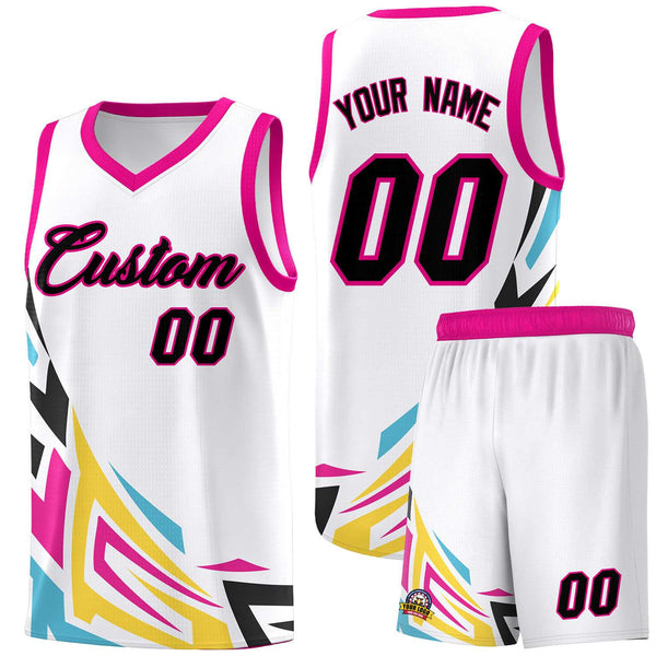 Custom White Gradient Graffiti Pattern Sports Uniform Basketball Jersey | BuyFootballJersey