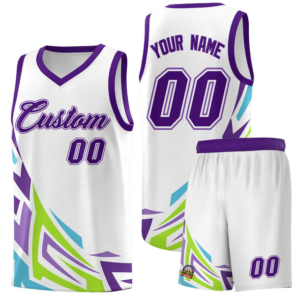 Custom White Gradient Graffiti Pattern Sports Uniform Basketball Jersey | BuyFootballJersey
