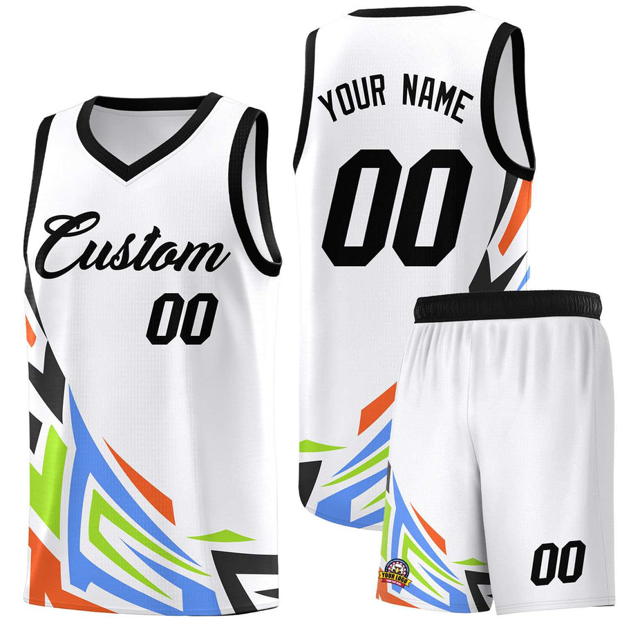 Custom White Gradient Graffiti Pattern Sports Uniform Basketball Jersey | BuyFootballJersey