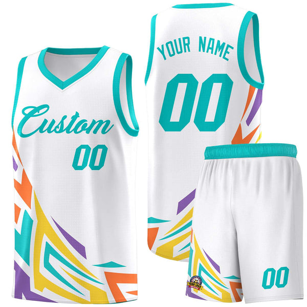 Custom White Gradient Graffiti Pattern Sports Uniform Basketball Jersey | BuyFootballJersey
