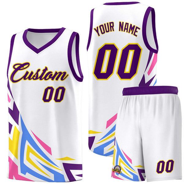 Custom White Gradient Graffiti Pattern Sports Uniform Basketball Jersey | BuyFootballJersey