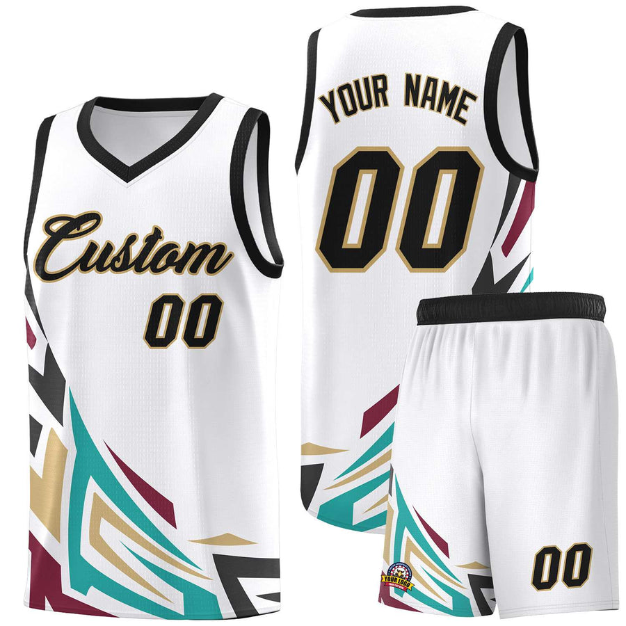 Custom White Gradient Graffiti Pattern Sports Uniform Basketball Jersey | BuyFootballJersey
