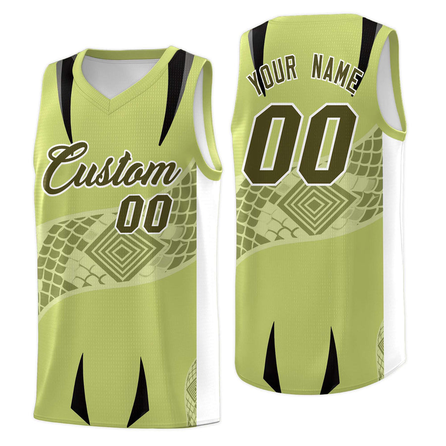Custom Champagne White Snake Scale Venomous Fang for Clubs Graffiti Pattern Basketball Suit Jersey | BuyFootballJersey