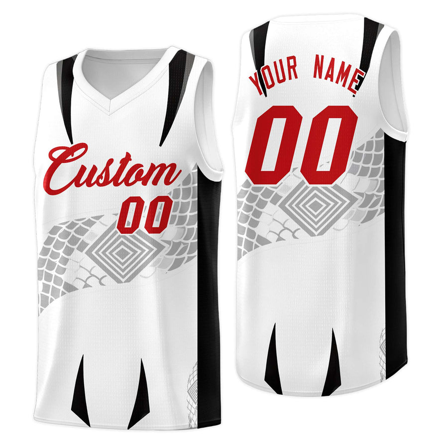 Custom White Black Snake Scale Venomous Fang for Leagues Graffiti Pattern Basketball Suit Jersey | BuyFootballJersey