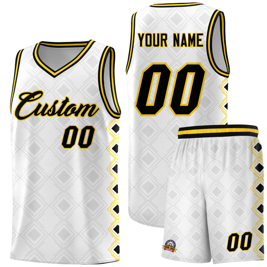 Custom White Side Blocks Sports Uniform Basketball Jersey | BuyFootballJersey
