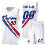 Custom White Diagonal Pinstripe Pattern Color Block Sports Uniform Basketball Jersey | BuyFootballJersey