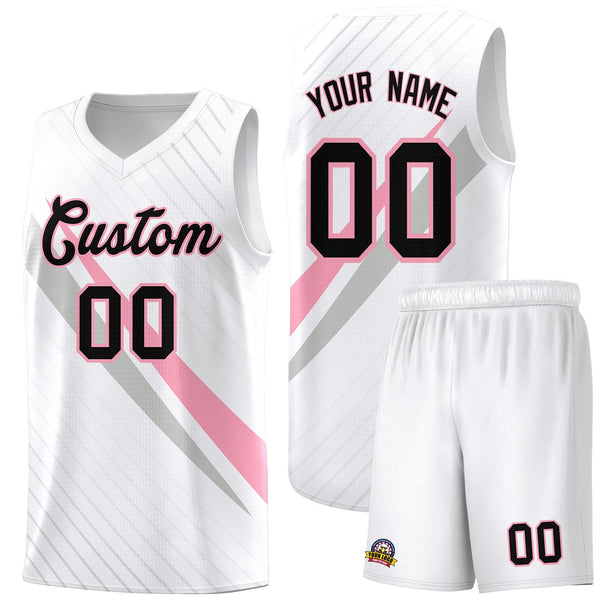 Custom White Diagonal Pinstripe Pattern Color Block Sports Uniform Basketball Jersey | BuyFootballJersey