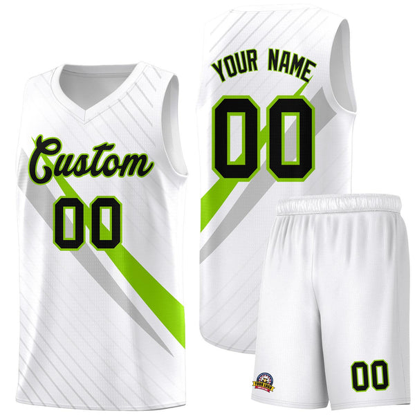Custom White Diagonal Pinstripe Pattern Color Block Sports Uniform Basketball Jersey | BuyFootballJersey