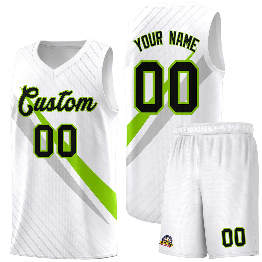 Custom White Diagonal Pinstripe Pattern Color Block Sports Uniform Basketball Jersey | BuyFootballJersey
