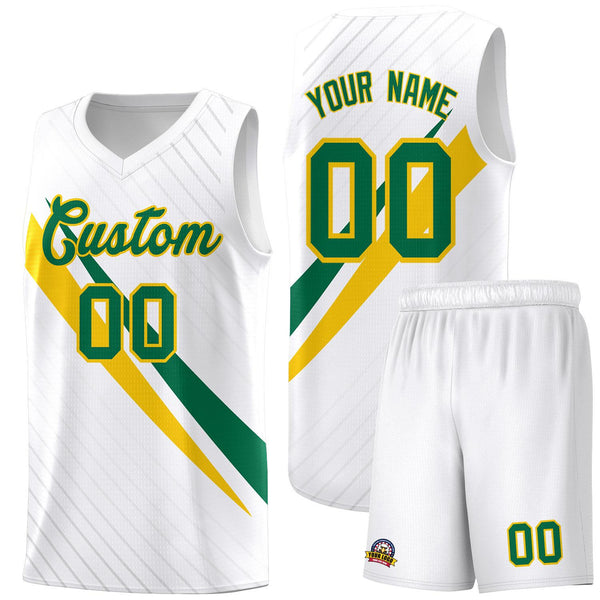 Custom White Diagonal Pinstripe Pattern Color Block Sports Uniform Basketball Jersey | BuyFootballJersey