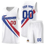 Custom White Diagonal Pinstripe Pattern Color Block Sports Uniform Basketball Jersey | BuyFootballJersey