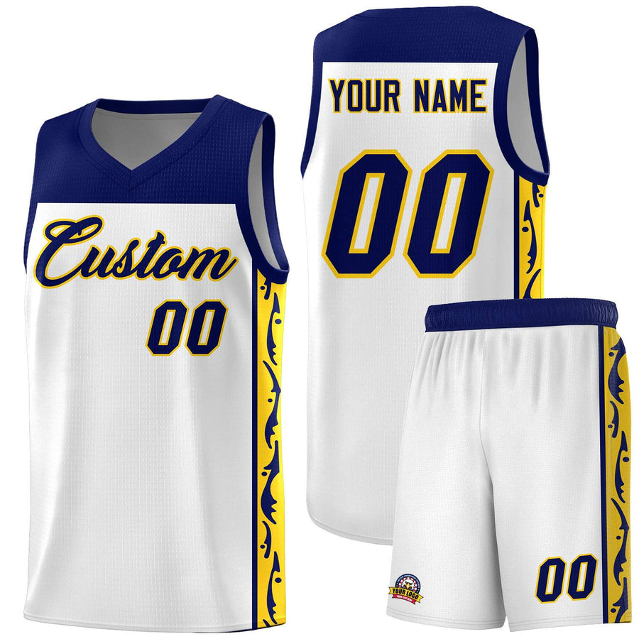 Custom White Side Pattern Sports Uniform Basketball Jersey | BuyFootballJersey