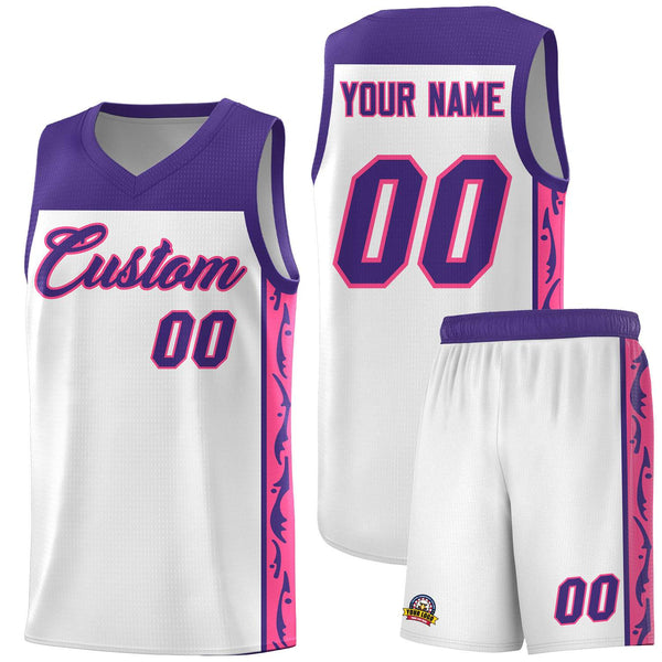 Custom White Side Pattern Sports Uniform Basketball Jersey | BuyFootballJersey