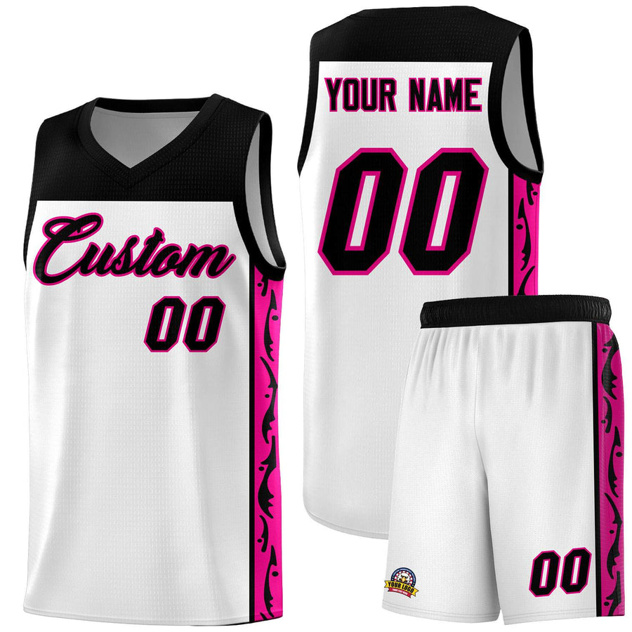 Custom White Side Pattern Sports Uniform Basketball Jersey | BuyFootballJersey