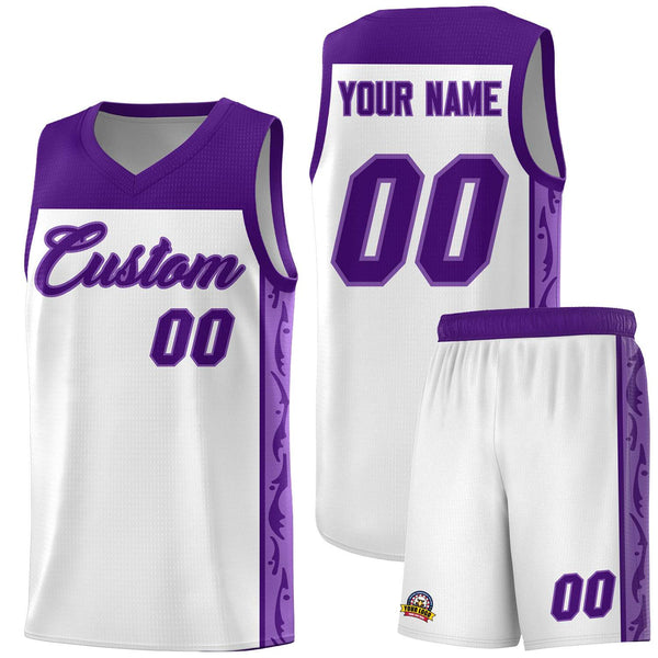 Custom White Side Pattern Sports Uniform Basketball Jersey | BuyFootballJersey