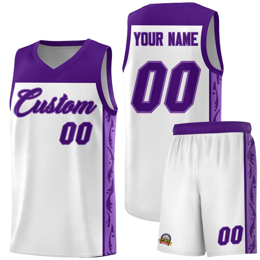 Custom White Side Pattern Sports Uniform Basketball Jersey | BuyFootballJersey