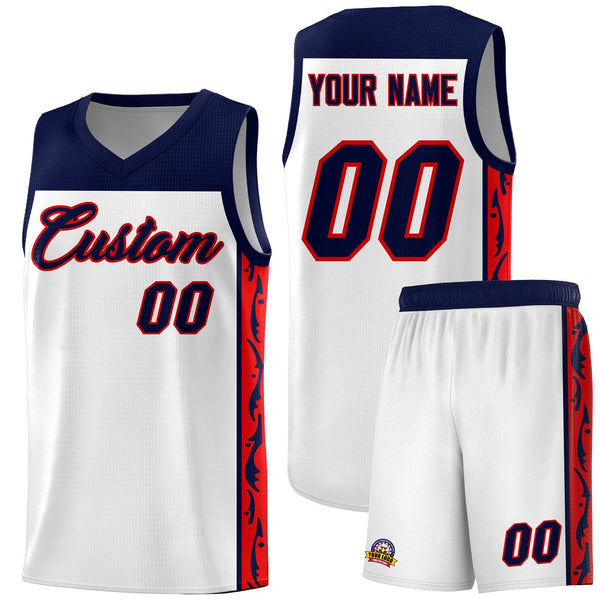 Custom White Side Pattern Sports Uniform Basketball Jersey | BuyFootballJersey
