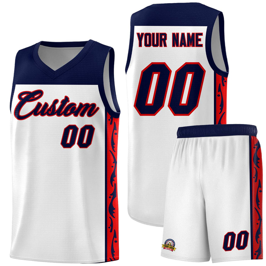 Custom White Side Pattern Sports Uniform Basketball Jersey | BuyFootballJersey