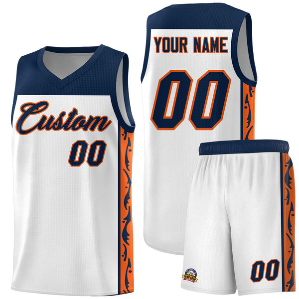 Custom White Side Pattern Sports Uniform Basketball Jersey | BuyFootballJersey